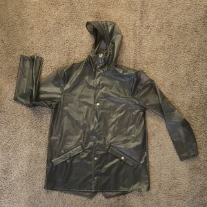 Unisex Grey Hooded Rain Jacket